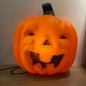 Vintage Blow Mold Pumpkin Light Plastic Home Decor Spooky Season JOL Halloween